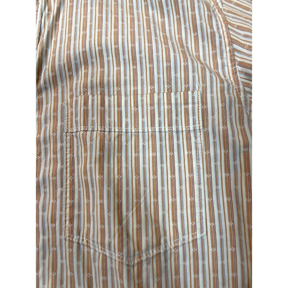 Tommy Bahama Shirt Island Crafted Mens Medium Cotton‎ Orange White Gray Striped - Picture 2 of 15